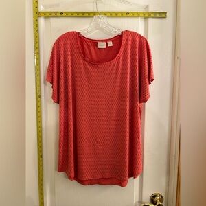 CHICOS Blouse Womens Size 3 XL Top Short Sleeve Orange BX7